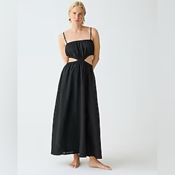 J. CREW: Side-cutout dress in linen-cotton blend - Picture 1 of 4